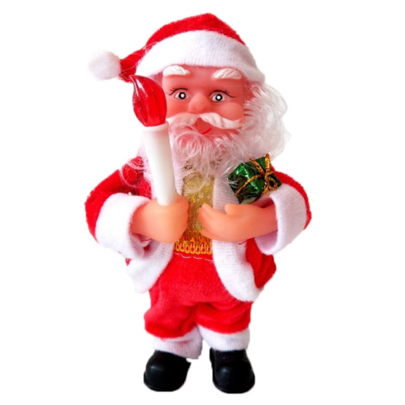 3 PCS 7 Inch Christmas Decorations Standing Flannel Electric Santa Claus Doll Ornaments Christmas Gifts(Candle)