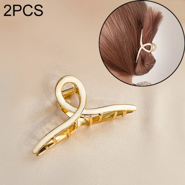 2 PCS Retro Cross Geometric Wild Hollow Hair Ornament Metal Hair Clip(White)