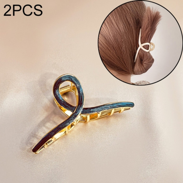 2 PCS Retro Cross Geometric Wild Hollow Hair Ornament Metal Hair Clip(Black)