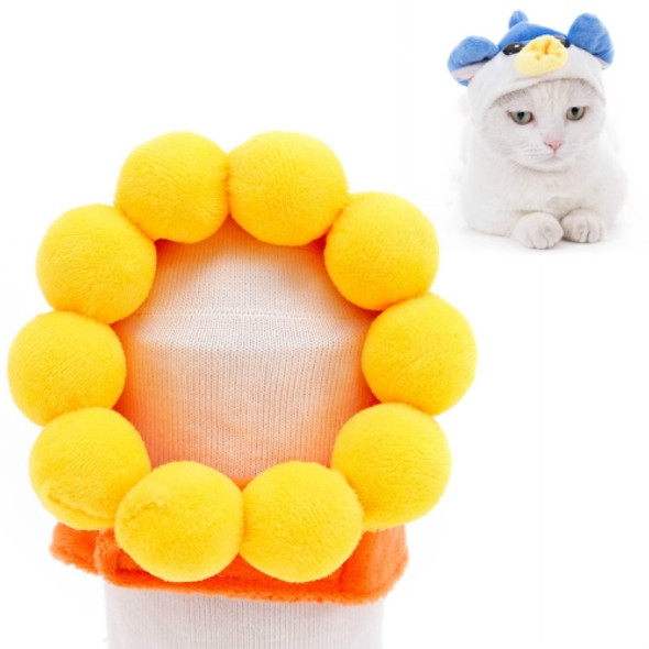 4 PCS Soft Cat Headgear Cat Dog Cross Dress Pet Hat, Size: M(Sun Flower)