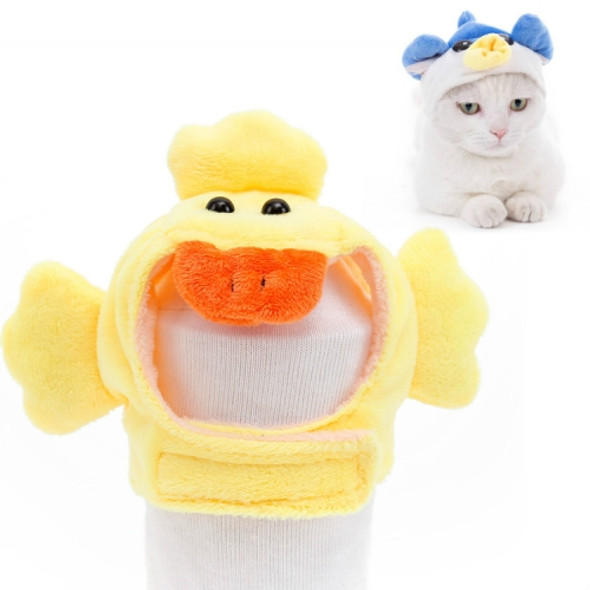 4 PCS Soft Cat Headgear Cat Dog Cross Dress Pet Hat, Size: L(Yellow Duck)