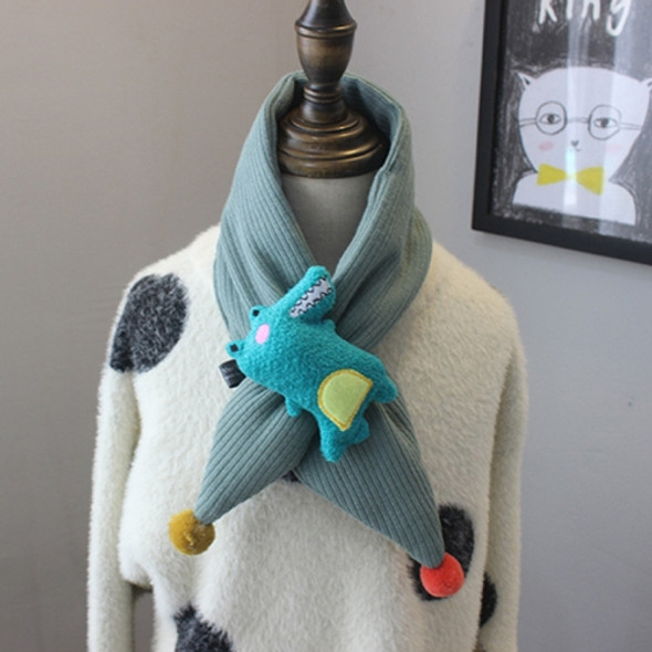 2 PCS Three-dimensional Cartoon Sealed Little Crocodile Children Scarf Winter Warm Wool Cross Bib, Size:60-80cm(Dark Green)