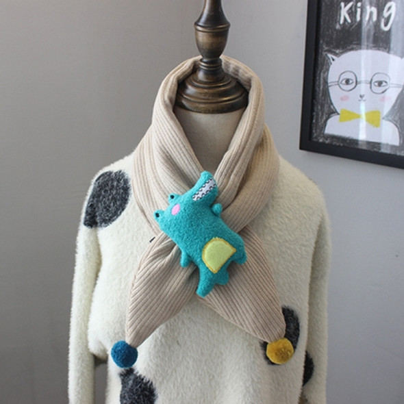 2 PCS Three-dimensional Cartoon Sealed Little Crocodile Children Scarf Winter Warm Wool Cross Bib, Size:60-80cm(Khaki)