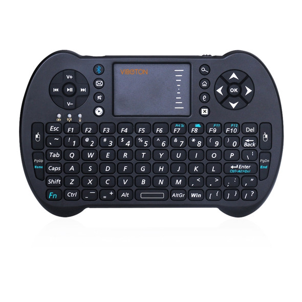 VIBOTON S501 Bluetooth Mini Full QWERTY Keyboard with Touchpad & Multimedia Control for Laptop, Desktop Computer, TV, STB(Black)
