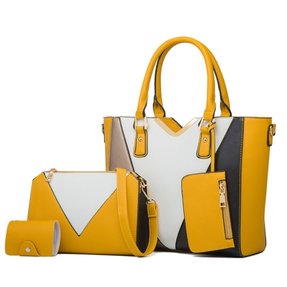 4 in 1 Fashion All-Match Diagonal Ladies Handbags Large Capacity Bag(Yellow)