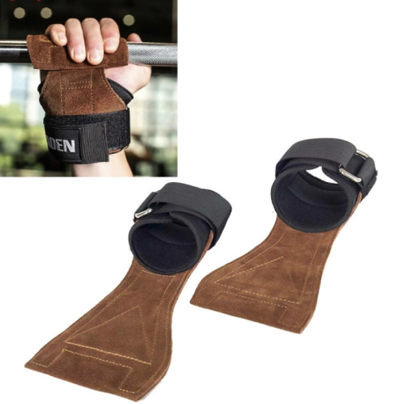 EADEN Pull-ups Booster Gloves Horizontal Bar Non-slip Wrist Assist Belt Fitness Bracer, Size:M(Cowhide)