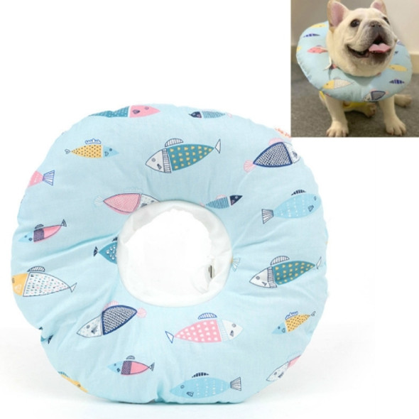 2 PCS Cat Anti-Lick And Anti-Bite Soft Ring Dog Collar Pet Supplies, Size:M(Light Blue Fish)