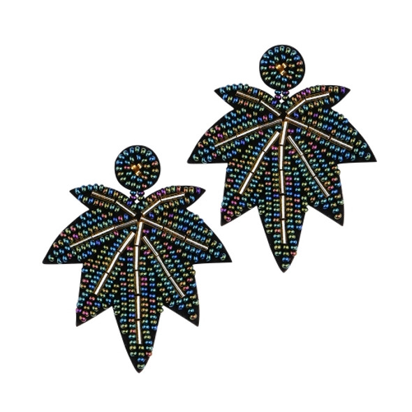 2 Pairs Handmade Beaded Rice Bead Earrings Female Retro Earrings(Green E68696)
