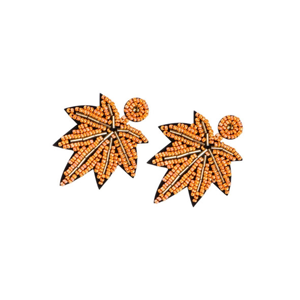 2 Pairs Handmade Beaded Rice Bead Earrings Female Retro Earrings(Orange E68696)