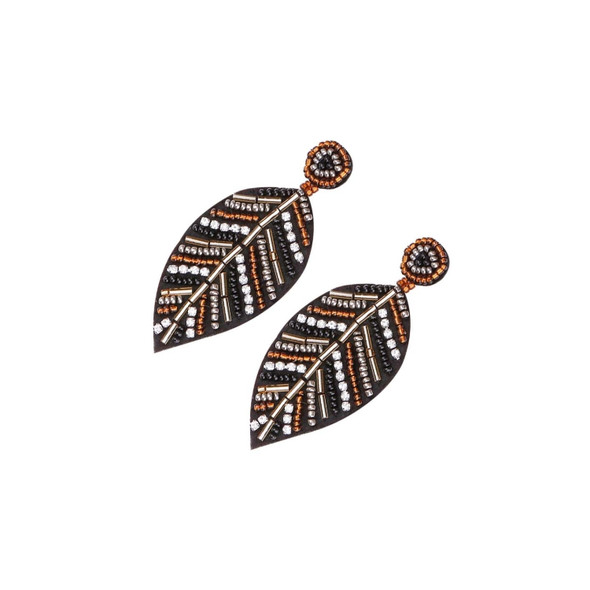 2 Pairs Handmade Beaded Rice Bead Earrings Female Retro Earrings(Coffee E68693)