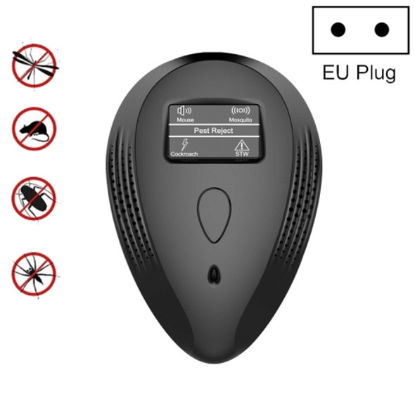 2 PCS Three-in-one Household Ultrasonic Electronic Mosquito Repeller, Style:EU Plug(Black)