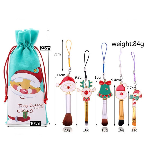 Christmas Makeup Brush Gift Elk Beginner Set Beauty Tool Set, Specification:Five Shorts 4-Double Sided