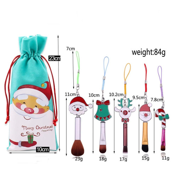 Christmas Makeup Brush Gift Elk Beginner Set Beauty Tool Set, Specification:Five Shorts 3-Double Sided