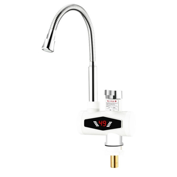 Dynamic Digital Display Instant Heating Electric Hot Water Faucet Kitchen&Domestic Hot&Cold Water Heater EU Plug, Style:Universal Tube