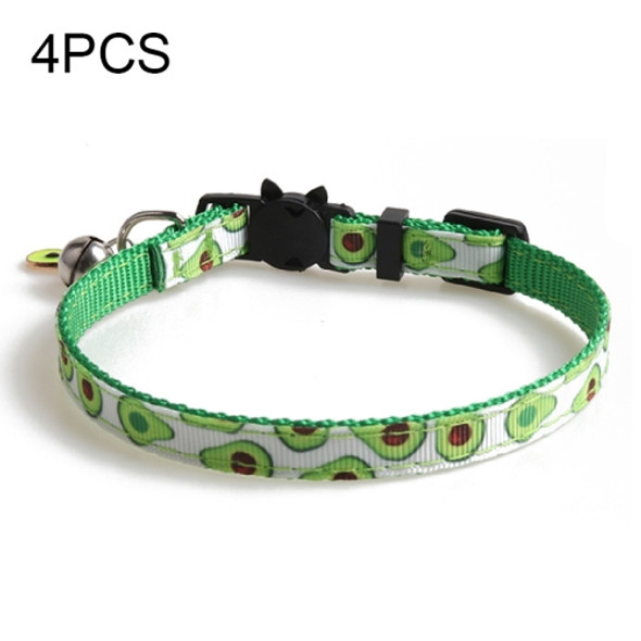 4 PCS Pet Webbing Fruit Cat Collar With Fruit Accessories Bell Pet Collar, Size:1x28cm(Avocado)