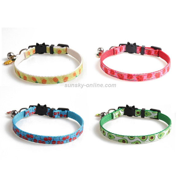 4 PCS Pet Webbing Fruit Cat Collar With Fruit Accessories Bell Pet Collar, Size:1x28cm(Cherry)