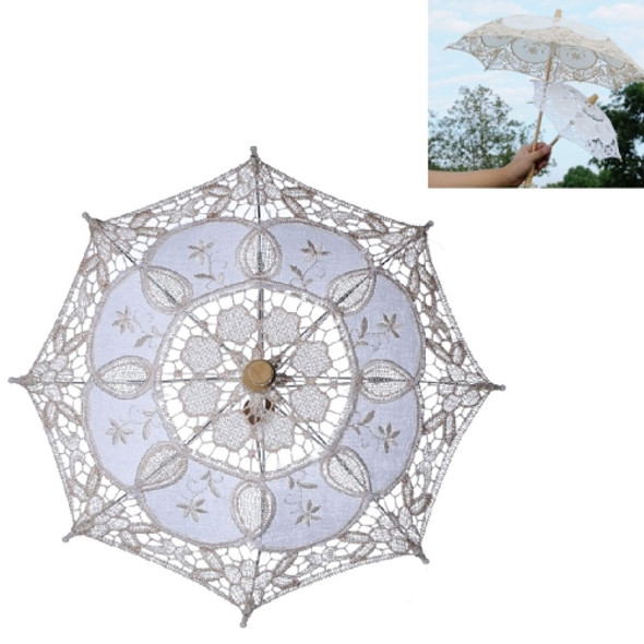 Wedding Bridal Lace Umbrella Shooting Props Wedding Supplies, Size: Length 26cm/ Diameter 29cm(Milky White)