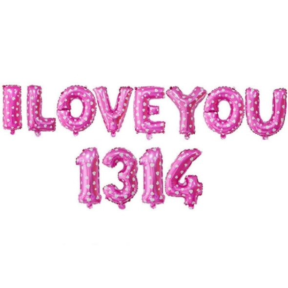 10 PCS I LOVE YOU 1314 Aluminum Film Alphanumeric Balloon Set Wedding Room Decoration(Pink)