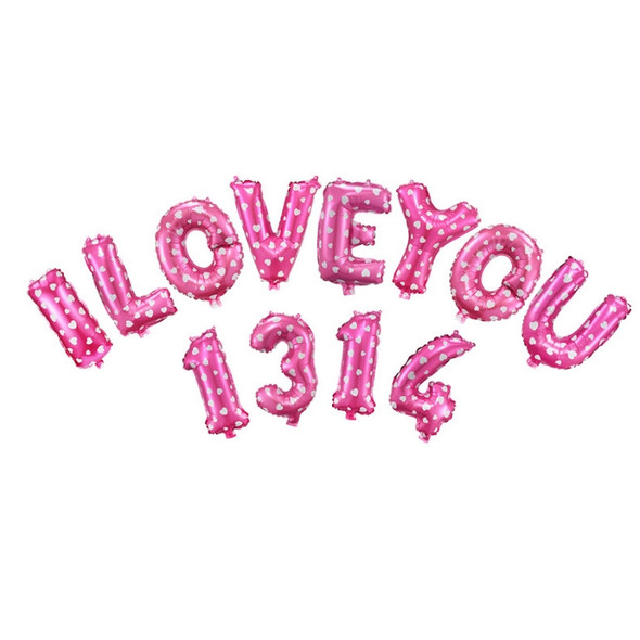 10 PCS I LOVE YOU 1314 Aluminum Film Alphanumeric Balloon Set Wedding Room Decoration(Pink)