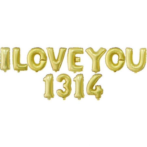 10 PCS I LOVE YOU 1314 Aluminum Film Alphanumeric Balloon Set Wedding Room Decoration(Golden)