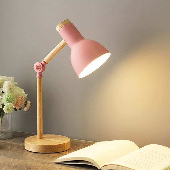 T1062 Dormitory Eye Protection Desk Lamp Bbedroom Bedside Wood Lamp, Power source: AU Plug(Pink)