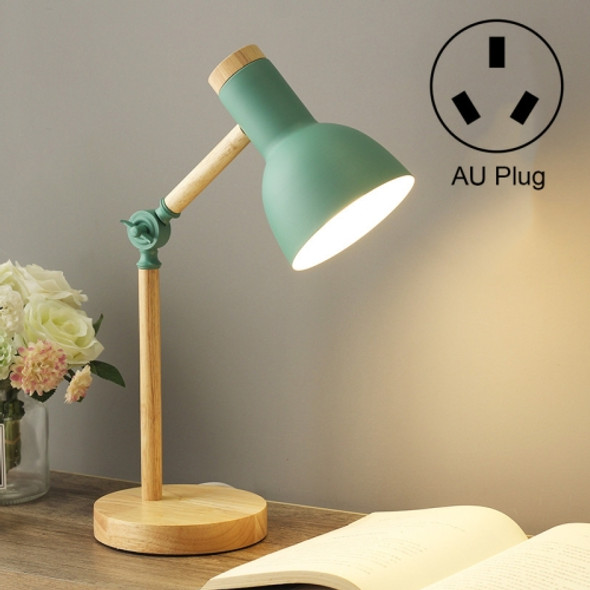 T1062 Dormitory Eye Protection Desk Lamp Bbedroom Bedside Wood Lamp, Power source: AU Plug(Green)