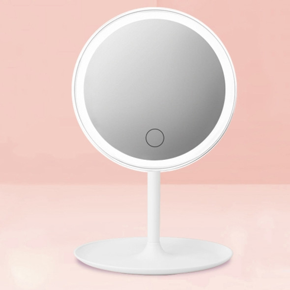Make-Up Mirror With LED Light Fill Light Dormitory Desktop Dressing Small Mirror Girl Folding And Portable Mirror, Colour: White Rechargeable Three-color Light