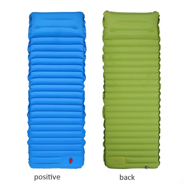 Outdoor Camping Foot Type Automatic Portable Inflatable Bed Beach Mat Picnic Mat Folding TPU Air Cushion(Blue With Green)