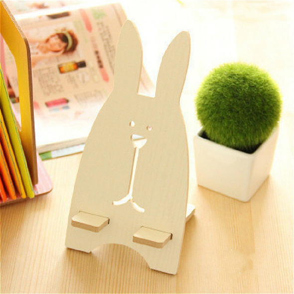 4 PCS Cartoon Rabbit cCandy Color Wooden Phone Holder(White)