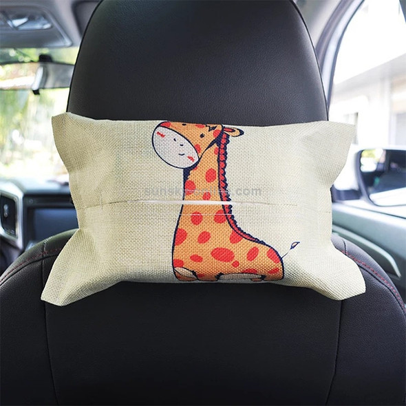 2 PCS Cartoon Cloth Car Seat Back Hanging Storage Tissue Case Box Container Towel Napkin Papers Bag Holder Box Case(Giraffe)