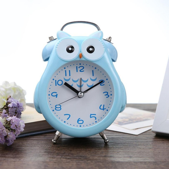 2 PCS Children Creative Cartoon Owl Super Ring Metal Bell Student Alarm Clock(Blue)