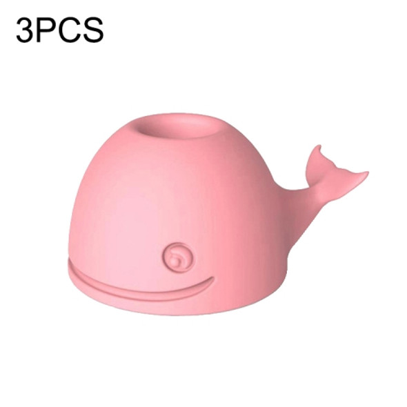 3 PCS Silicone Whale Toothbrush Holder Desktop Office Pen Holder(Pink)