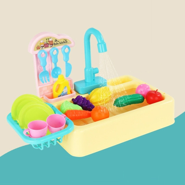 Children Electric Circulation Water Simulation Dishwasher Toy(Yellow)