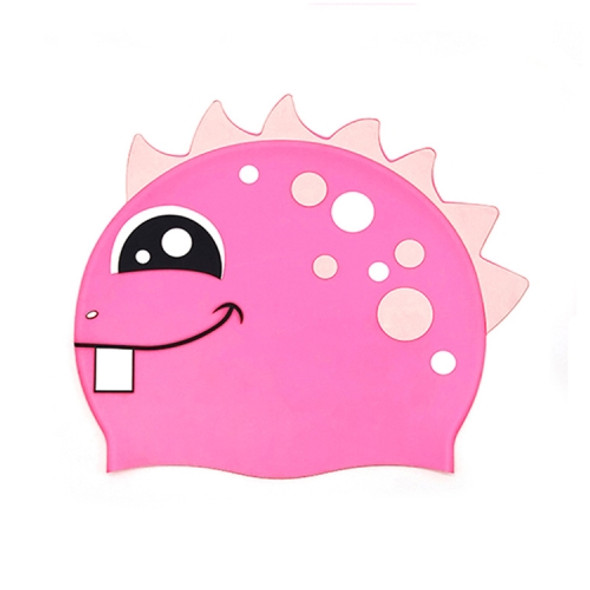 Children Cartoon Dinosaur Comfortable Silicone Swimming Cap(Pink)