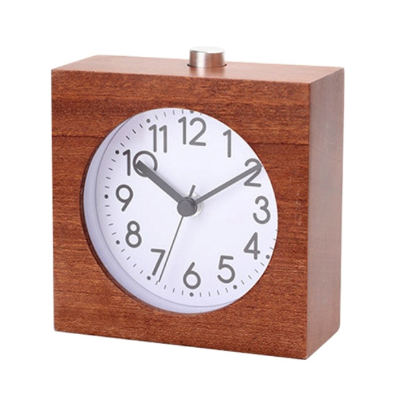 Solid Wood Silent Snooze Alarm Clock with Pointer(Square Dark)