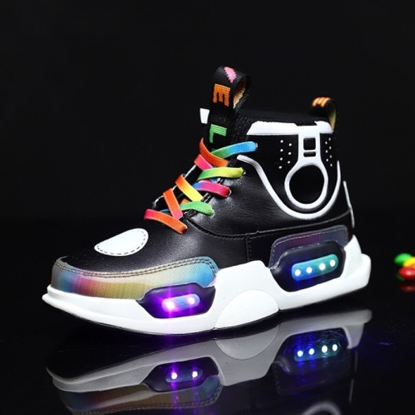 USB Charging LED Light Shoes Comfortable Breathable Casual Shoes (Color:Black Size:36)