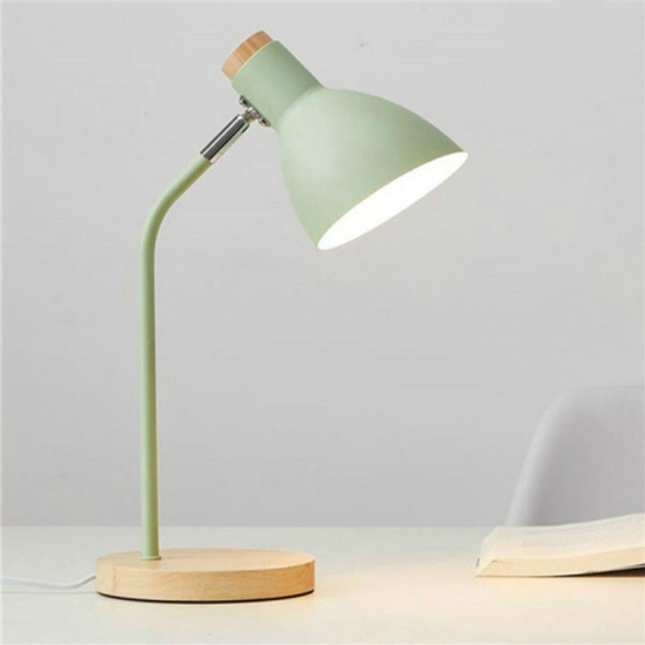 E27 Button Switch Wood Table Lamp Metal Shade Desk Light Bedside Reading Book Light Home Decor, Light Source:9W Led 3-color Dimming(Green)