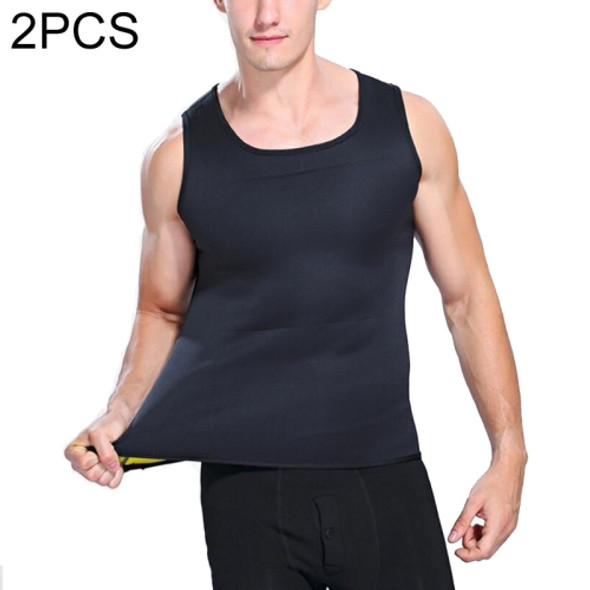 2 PCS Men Fitness vest Men Corsets Sweat Sportswear(XL)