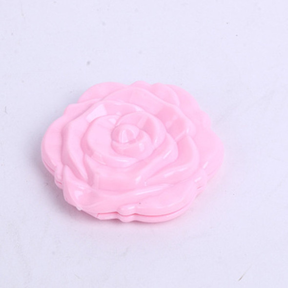 2 PCS Mini Rose Flower Hand Mirror Black Folding Round Mirror Portable Girls Pocket Mirror Double Side Travel Make Up Mirror(Pink)