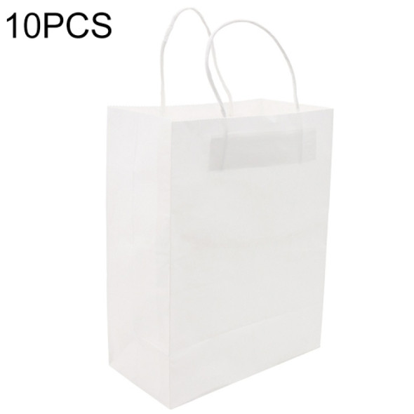 10 PCS Elegant Kraft Paper Bag With Handles for Wedding/Birthday Party/Jewelry/Clothes, Size:12x15x6cm (White)