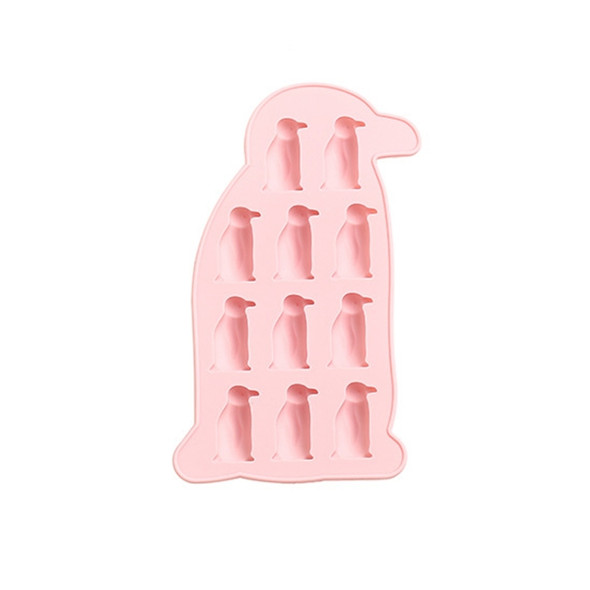 6 PCS Cute Cartoon Penguin Ice Tray Silicone Mold DIY Chocolate Candy Mold(Pink)