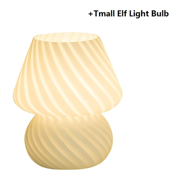 PJ-104 5W Mushroom Glass Bedroom Bedside Table Decoration Table Lamp, CN Plug, Specification： Tmall Elf Light Bulb