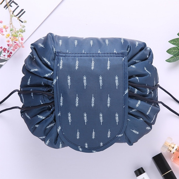 Fashion Waterproof Large Capacity Quick Drawstring Makeup Jewelry Storage Bag Women Travel Cosmetic Bag Toiletry Tool Kit(Navy feather)