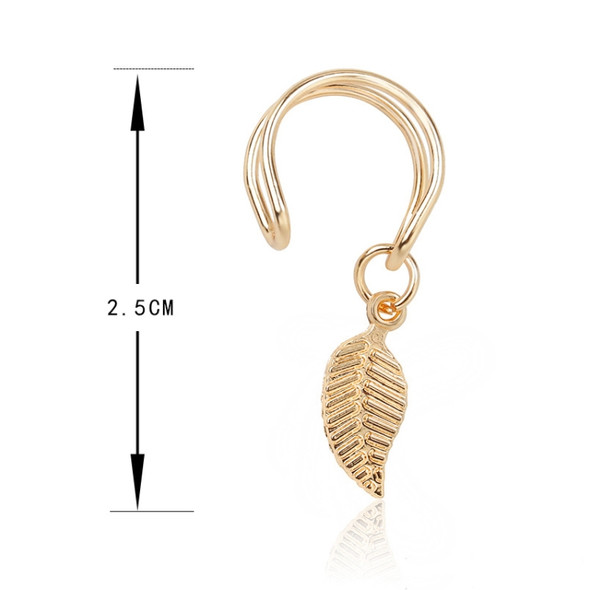 Fashion No Pierced Ear Clip Cuff Wrap Earrings Leaf Feather Pendant Non-piercing Clip Earrings for Women Party Statement Jewelry(Gold)