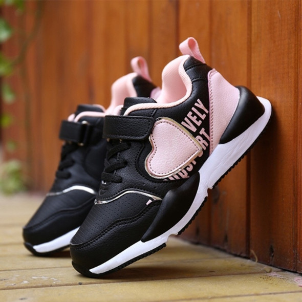 Fashion Comfortable Breathable Non-slip Wearable Casual Shoes for Children (Color:Black Pink Size:35)