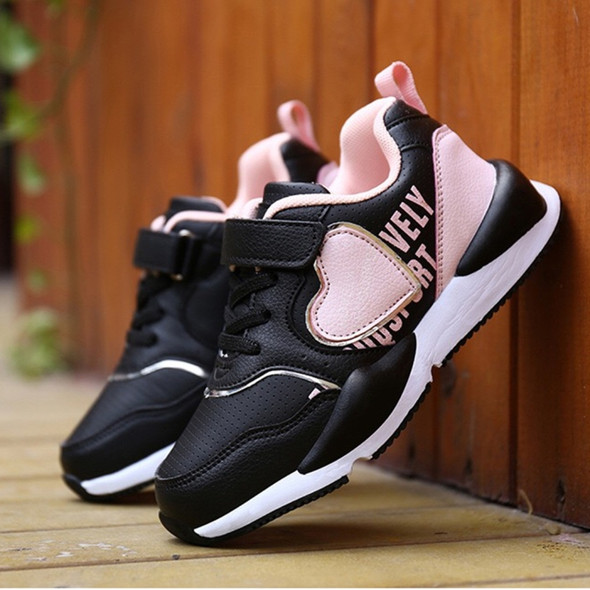Fashion Comfortable Breathable Non-slip Wearable Casual Shoes for Children (Color:Black Pink Size:33)