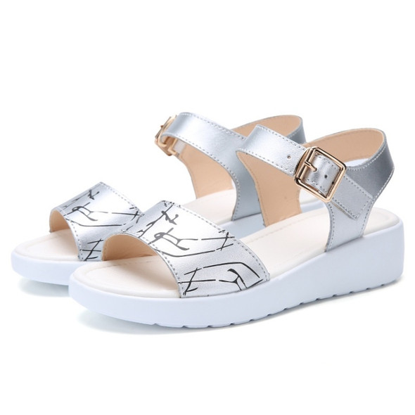Simple and Versatile Non-slip Wear-resistant Casual Sandals for Girls (Color:Silver Size:33)