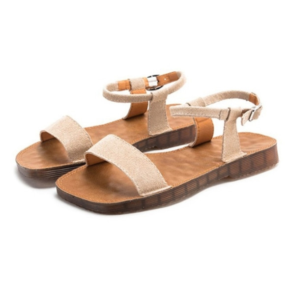 Outdoor Casual Simple Non-slip Wear Resistant Women Sandals (Color:Apricot Size:37)