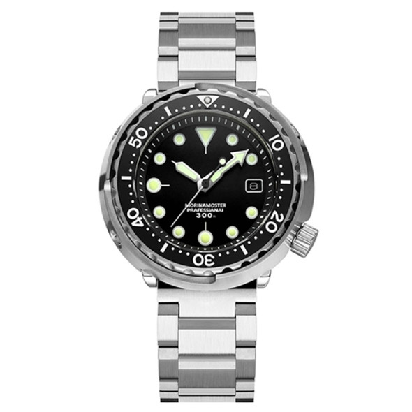 addies MY-H5 Waterproof Luminous Automatic Mechanical Watch Stainless Steel Strap Watch for Men, Waterproof Depth: 300m(Silver)