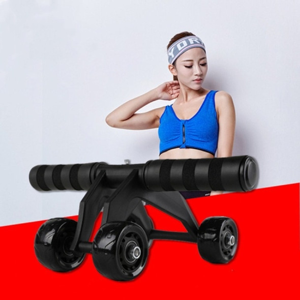 Multifunctional Frog-Style Four-wheel Abdominal Wheel Abdominal Muscle Exercise Fitness Equipment, Color:Black